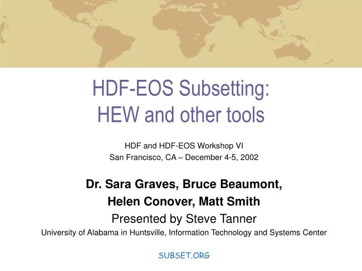 hdf eos subsetting hew and other tools