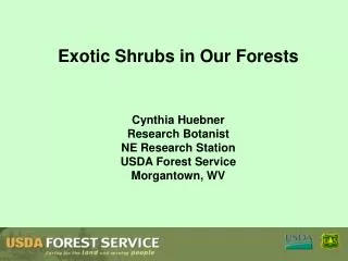 Exotic Shrubs in Our Forests Cynthia Huebner Research Botanist NE Research Station USDA Forest Service Morgantown, WV