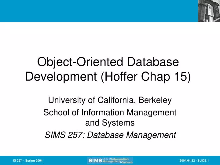 object oriented database development hoffer chap 15