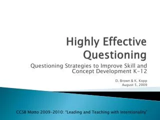 Highly Effective Questioning