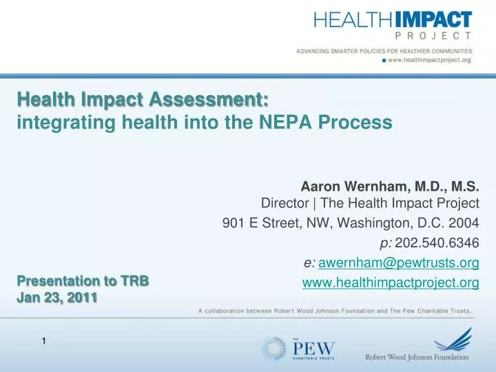 PPT - Health Impact Assessment: Integrating Health Into The NEPA ...