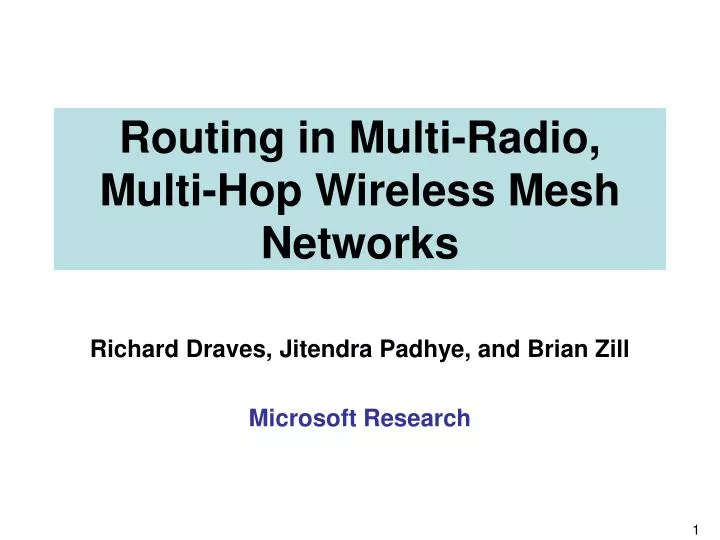 routing in multi radio multi hop wireless mesh networks