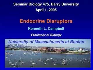 Seminar Biology 475, Barry University April 1, 2005 Endocrine Disruptors Kenneth L. Campbell Professor of Biology Univer