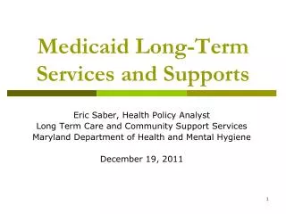 Medicaid Long-Term Services and Supports