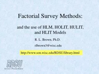 Factorial Survey Methods: