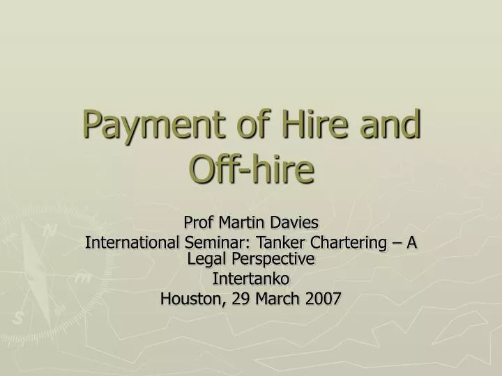 payment of hire and off hire