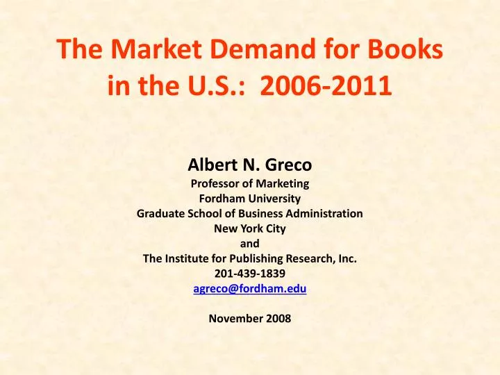 the market demand for books in the u s 2006 2011