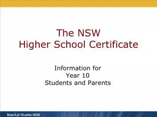 The NSW Higher School Certificate