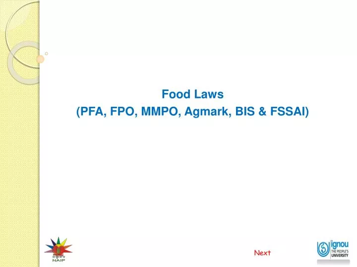 food laws pfa fpo mmpo agmark bis fssai