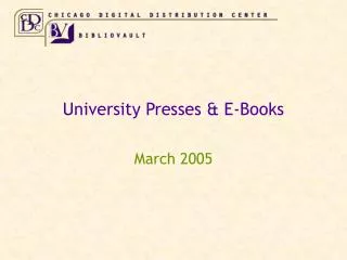 University Presses &amp; E-Books