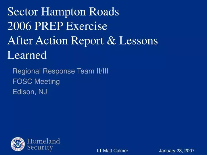 sector hampton roads 2006 prep exercise after action report lessons learned