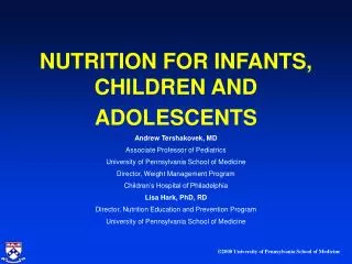 NUTRITION FOR INFANTS, CHILDREN AND ADOLESCENTS