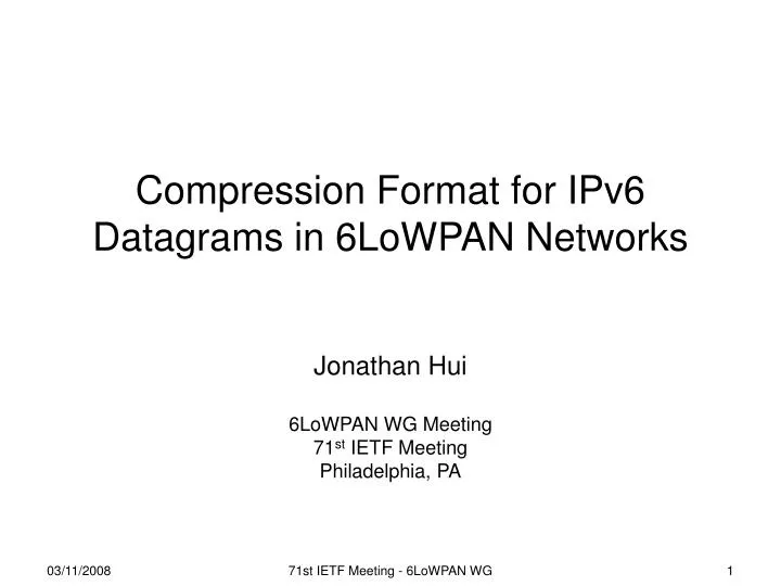 compression format for ipv6 datagrams in 6lowpan networks