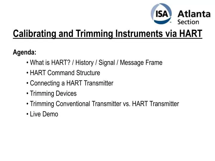 calibrating and trimming instruments via hart