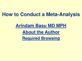 How to Conduct a Meta-Analysis