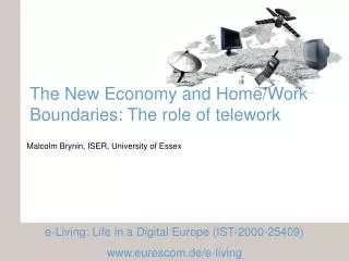 The New Economy and Home/Work Boundaries: The role of telework