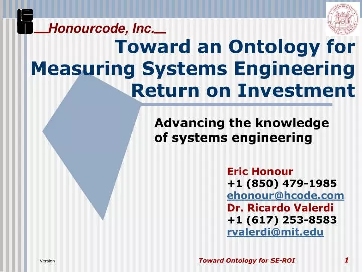 toward an ontology for measuring systems engineering return on investment
