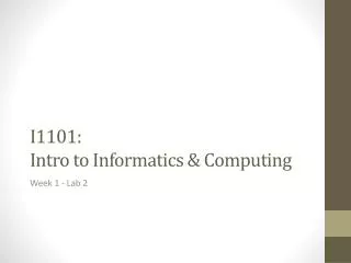 I1101: Intro to Informatics &amp; Computing