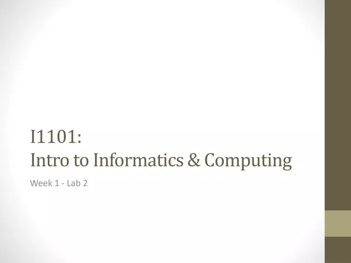i1101 intro to informatics computing