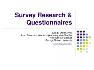 Survey Research &amp; Questionnaires