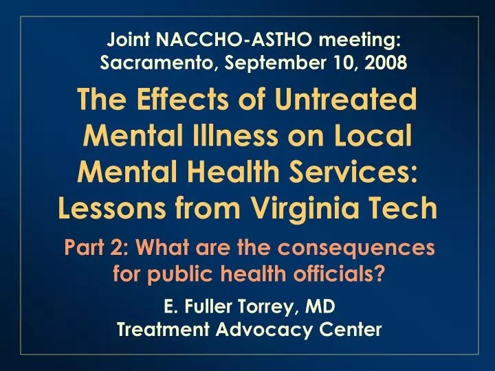 the effects of untreated mental illness on local mental health services lessons from virginia tech