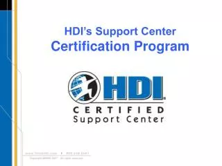 HDI’s Support Center Certification Program