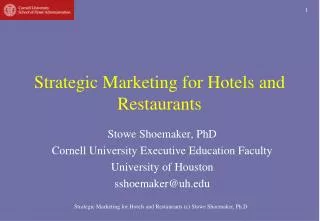 Strategic Marketing for Hotels and Restaurants