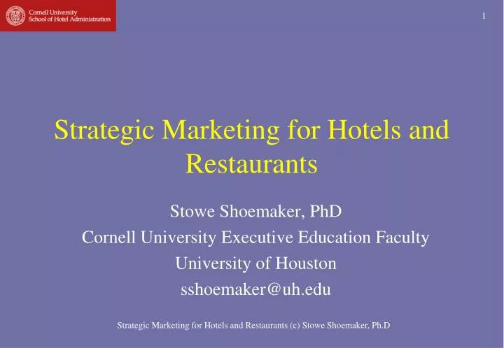 strategic marketing for hotels and restaurants