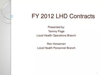 FY 2012 LHD Contracts
