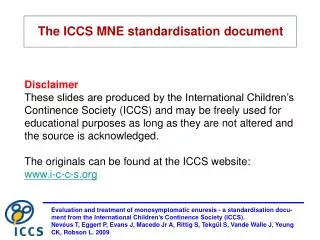 The ICCS MNE standardisation document