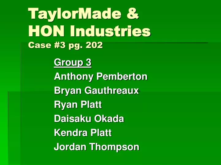 taylormade hon industries case 3 pg 202