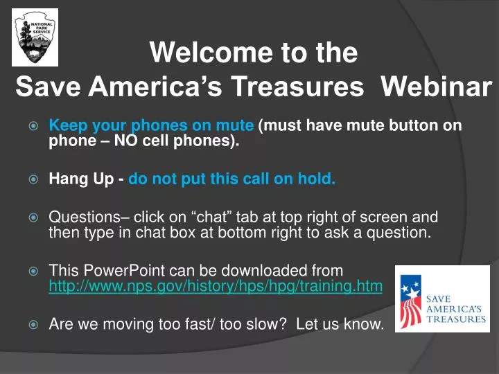 welcome to the save america s treasures webinar