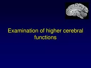 Examination of higher cerebral functions