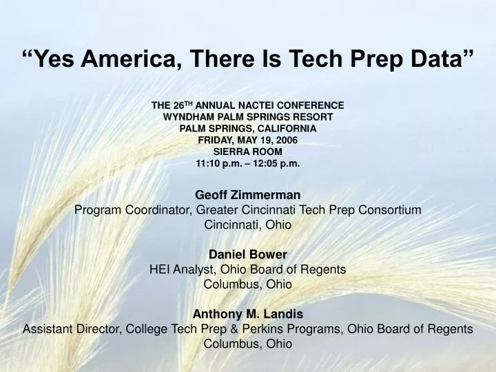 yes america there is tech prep data