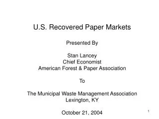 Total U.S. Paper Recovery
