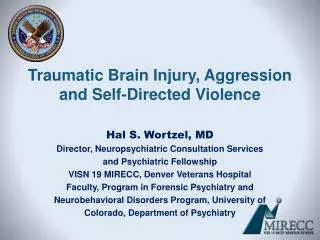 Traumatic Brain Injury, Aggression and Self-Directed Violence