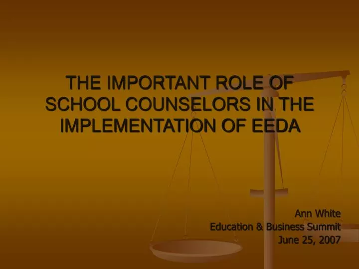 the important role of school counselors in the implementation of eeda