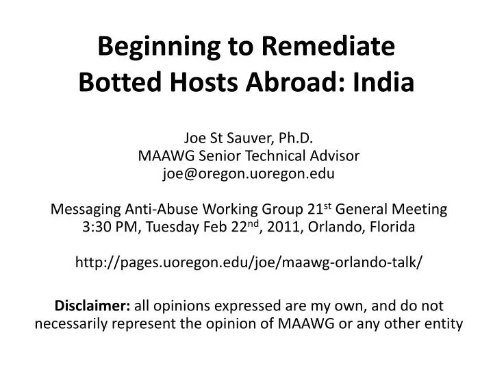beginning to remediate botted hosts abroad india