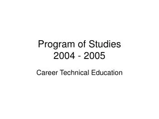Program of Studies 2004 - 2005