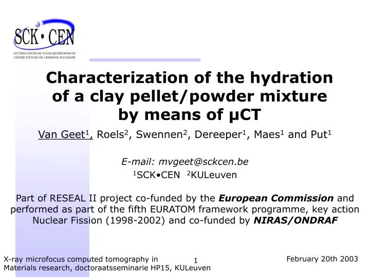 characterization of the hydration of a clay pellet powder mixture by means of ct