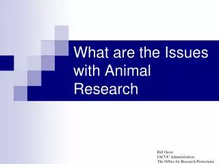 What are the Issues with Animal Research