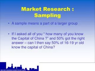 Market Research : Sampling