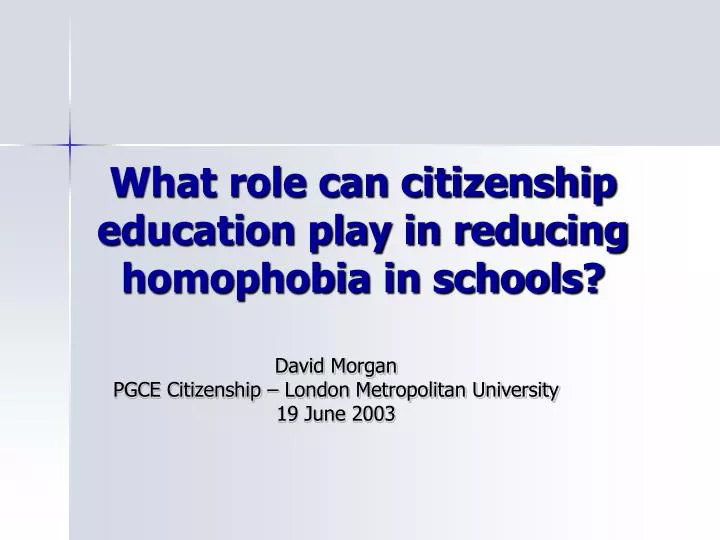 what role can citizenship education play in reducing homophobia in schools