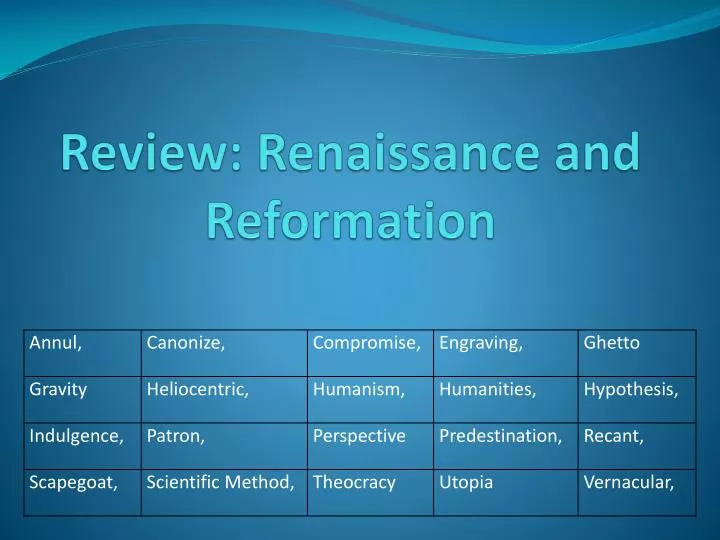 review renaissance and reformation