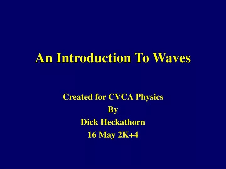 an introduction to waves