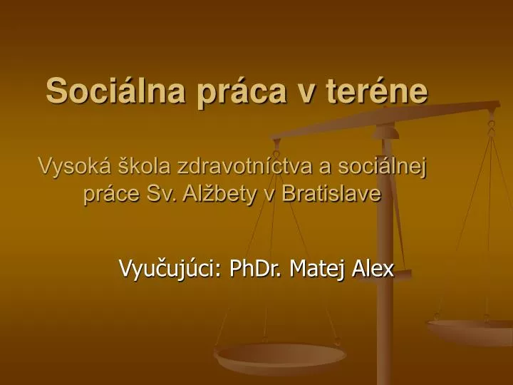 soci lna pr ca v ter ne vysok kola zdravotn ctva a soci lnej pr ce sv al bety v bratislave