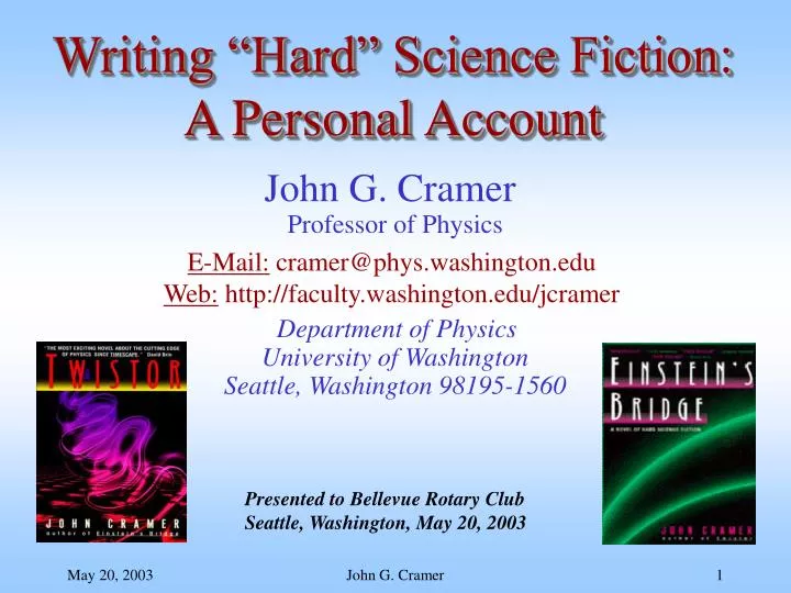 writing hard science fiction a personal account