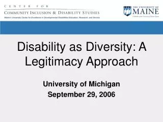 Disability as Diversity: A Legitimacy Approach