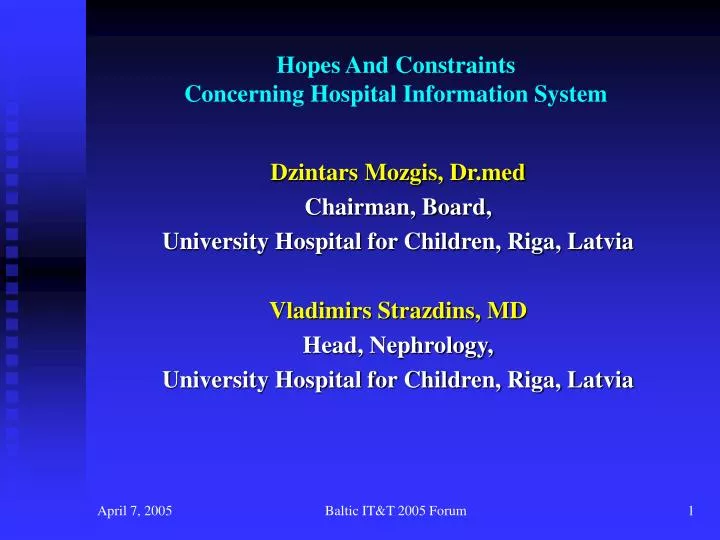 hopes and constraints concerning hospital information system