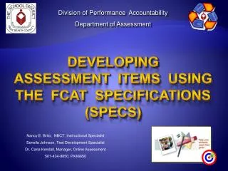 Division of Performance Accountability Department of Assessment